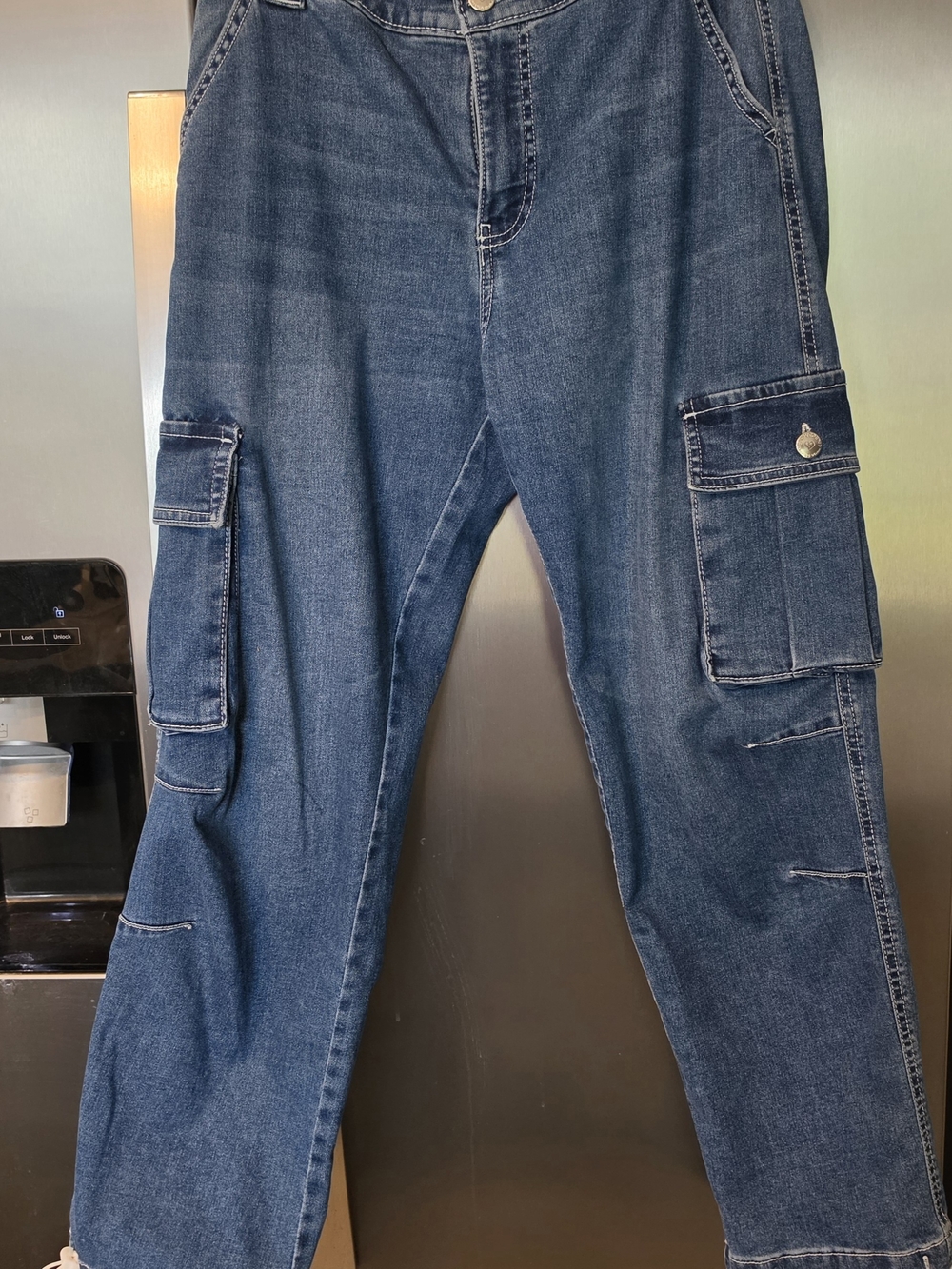 Women's Dark Blue Cargo Jeans - Classic Utility Denim
